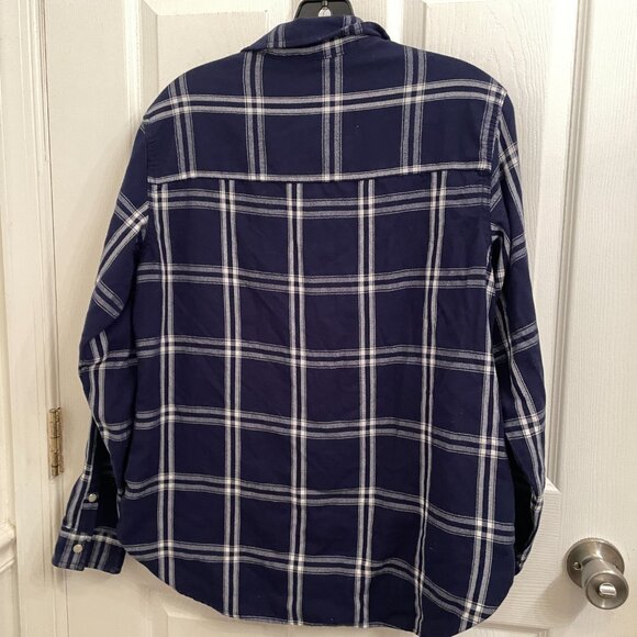 Jachs New York Shirt Girlfriend Blue Plaid Pearl Snap Up Shirt w/ Pockets size S - Picture 2 of 6